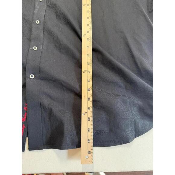 Robert Graham Textured Geometric Flip Cuff Black XXXXL 4XL Long Sleeve - Picture 8 of 8